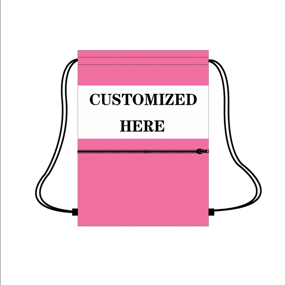 Large Packaging Drawstring with Front Zipper Pocket