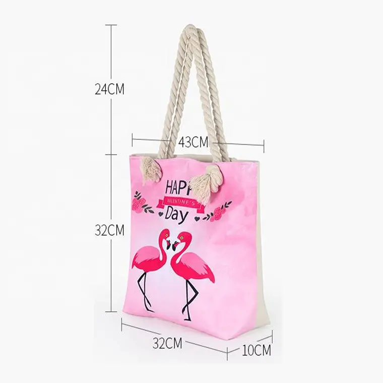 Cotton Canvas Tote Bag with Rope Handle Beach Bag for Shopping