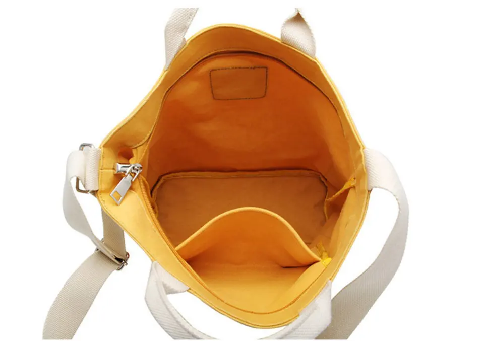 Shopping Cloth Bags Top Zipper Canvas Tote Bag