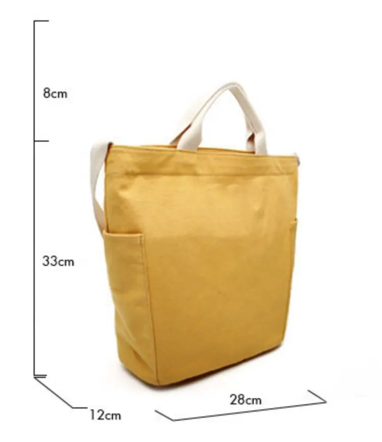 Shopping Cloth Bags Top Zipper Canvas Tote Bag