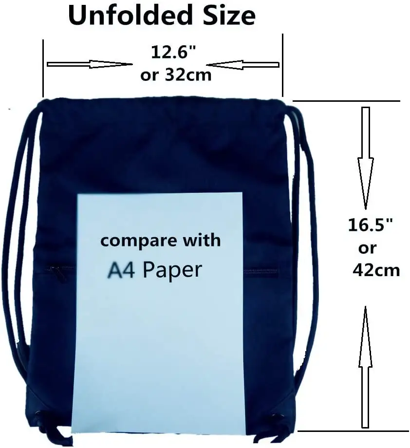 Drawstring Bags Backpack with Zipper Pocket