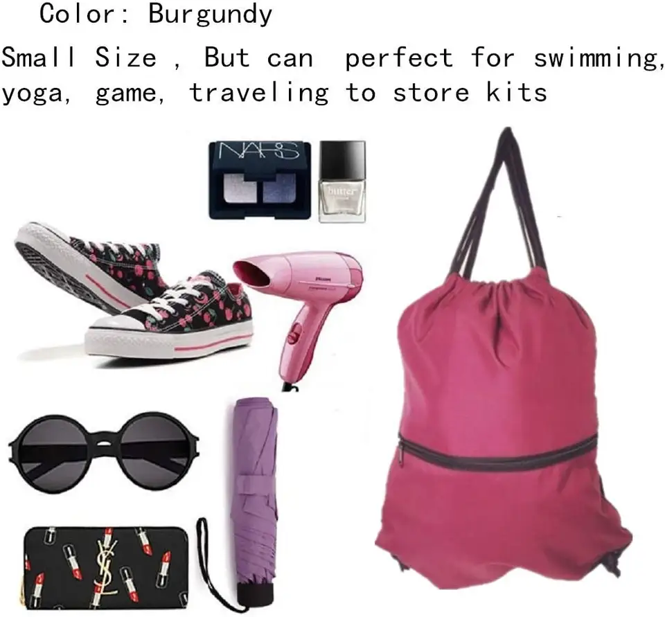 Drawstring Bags Backpack with Zipper Pocket