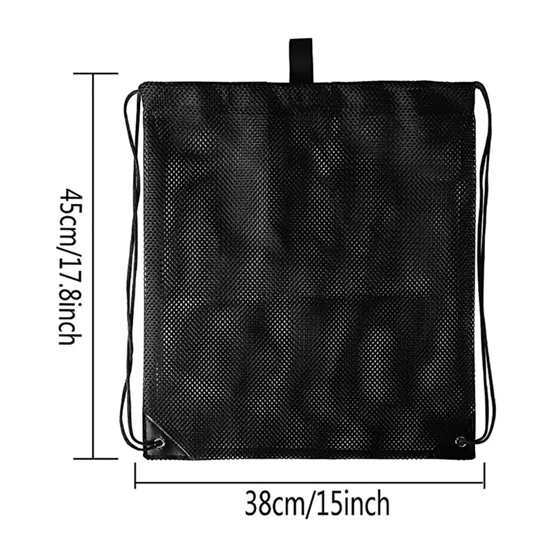 Black Mesh Drawstring Bag 
