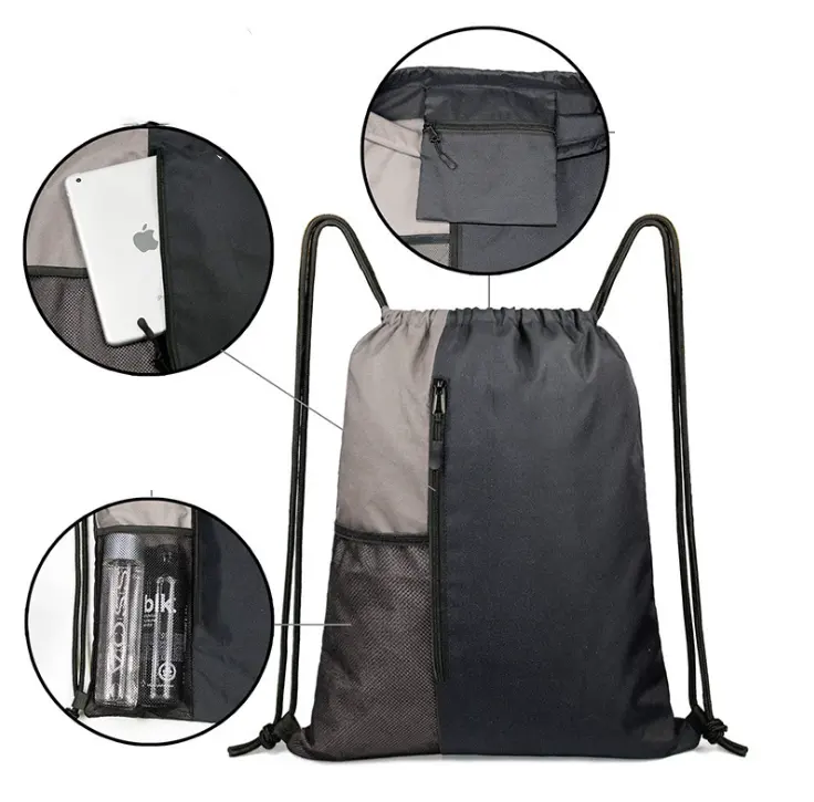 Polyester Drawstring Backpack With Pockets